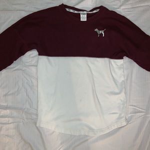 Maroon and white PINK sweater